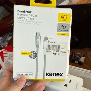 Silver DuraBraid USB-C to Lightning Cable 4FT